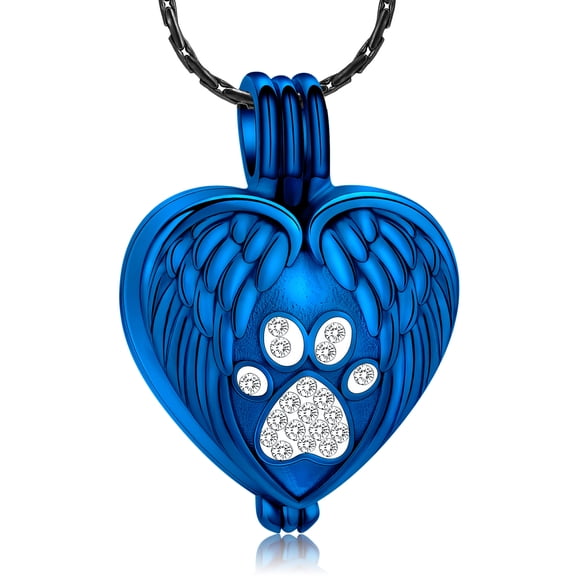 Stainless Steel Paw Print Heart Urn Pendant Cremation Jewelry for Dog Cat Ashes Urn Necklace Pet Memorial Jewelry Necklace that Opens inside
