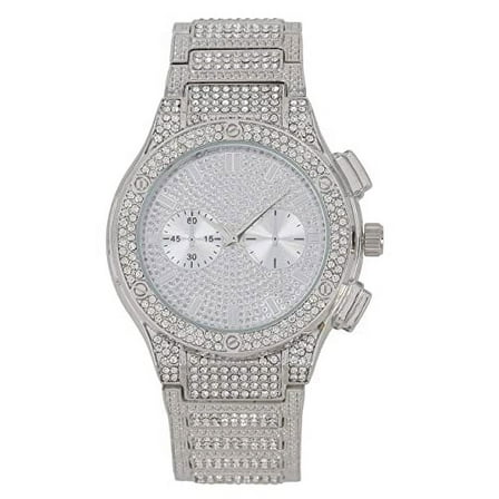 Charles Raymond Big Bling Hip Hop Watch Inspired by Name Brand - Mens Iced Look Metal Silver Timepiece - ST10311 SLV Metal