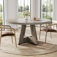 thumbnail image 2 of LITTLE TREE Round Dining Table for 4-6 People, 47 Inches Dining Room Table with Wooden Pedestal Base, Grey Dinner Tables, Circle Kitchen Tables for Dining Room, Kitchen, Living Room(Table Only), 2 of 16