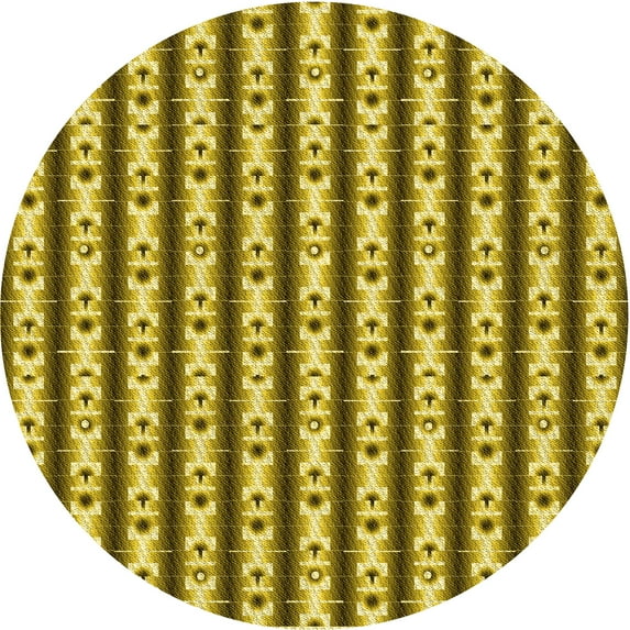 Ahgly Company Indoor Round Patterned Dark Bronze Brown Area Rugs, 4' Round