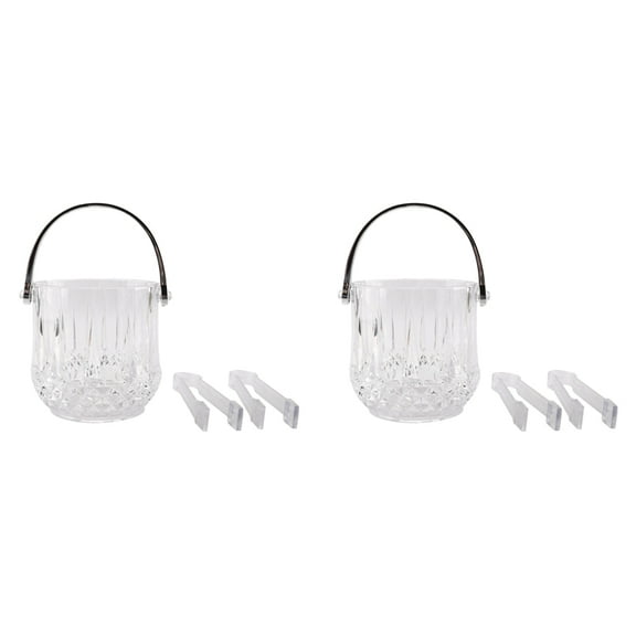 2 x Ice Bucket 4 x Tongs-Transparent