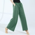 thumbnail image 6 of WJHWSX Women's Pants,Casual Pants for Women,Straight Leg Pants Women,Elastic Waistband,Breathable,Solid,Polyester,Green,XL(US:10), 6 of 6