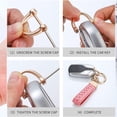 thumbnail image 4 of 2 Pack Genuine Leather Car Keychain, Handmade Knit Sheepskin Key chains for Women, Universal Key Fob Holder with 360 Degree Rotatable, Anti-Lost D-Ring, 4 Keyrings and 2 Screwdriver, 4 of 7