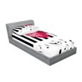 thumbnail image 2 of Ambesonne Modern Fitted Sheet & Pillow Sham Set, Red Rose on the Piano, Twin, Pink Black White, 2 of 2
