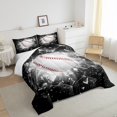 thumbnail image 3 of Baseball Comforter Set Baseball Bedding Full Size for Teens Bedroom Decor Sports Game Bedding Comforter Sets Cool Sports Baseball Gaming Quilt Black White Room Decor 3 Pieces, 3 of 5