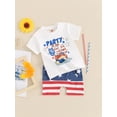 thumbnail image 3 of 4th of July Baby Boy Outfit Letter Print T Shirt Top American Flag Print Shorts Independence Day Clothes Set, 3 of 9