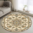 thumbnail image 2 of Boho Floral Large Area Rugs for Bedroom Living Room, Soft Non Slip Carpet Bedside Rug, Modern Abstract Ethnic Tribal Patterns Round Floor Cover Kitchen Accent Rug 3.3' for Dining Room/Office, 2 of 9