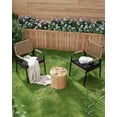 thumbnail image 4 of Gaderth Set of 4 Stackable Rattan Garden Armchairs with Thick Cushions, Outdoor Dining Chairs with Weatherproof PE Wicker and White Powder Coated Metal Frame for Patio Balcony Lawn, 4 of 8