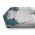 thumbnail image 2 of Underwater Soft Flannel Fleece Throw Blanket, Girl with Oceanic Hairstyle Fishes and Crab in Waves Imaginary Artwork, Cozy Plush for Indoor and Outdoor Use, 50" x 70", Petrol Blue White, by Ambesonne, 2 of 5