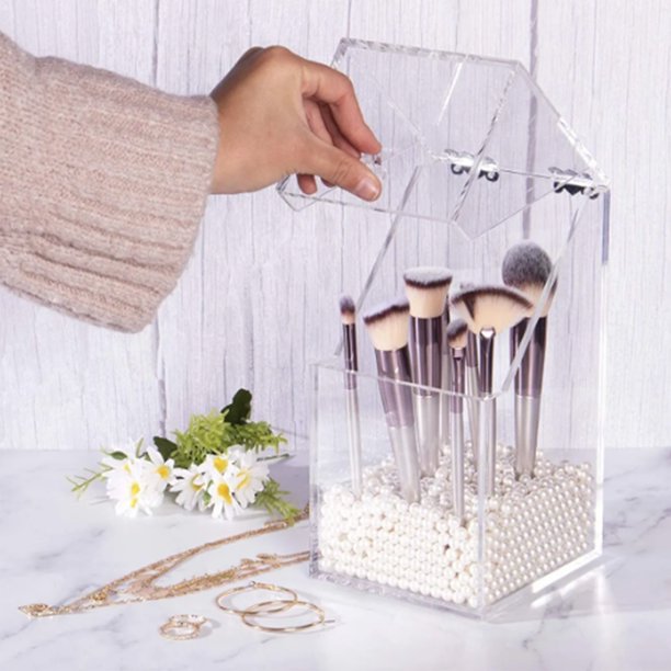 Organizador de brochas de maquillaje, soporte para brochas de maquillaje, organizador de maquillaje acrílico a prueba de polvo, organizador de brochas de maquillaje, funcionalidad de alta precisión
