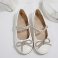 thumbnail image 5 of Rexoro Girls' Mary Jane Flats Kids Sparkly Rhinestone Bow Dress Shoes Princess Girls Shoes for Wedding Party White 13 Little Kid, 5 of 6