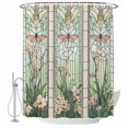 thumbnail image 2 of Shower Curtains for Bathroom, Butterfly Flowers Waterproof Fabric Shower Curtain, Vintage Stained Glass Green Spring Decorative Bathroom Curtain for Bathtub, 36"x72", No Hooks Included, 2 of 9