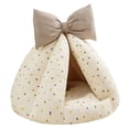 thumbnail image 4 of Cama para hámster, ropa de cama para animales pequeños, linda cabaña, acogedora decoración para el hogar, escondite cálido y portátil Beige 50x37cm, 4 of 7