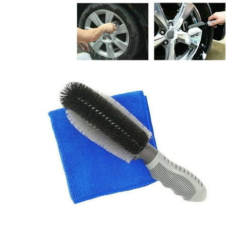 OUNONA Wheels Brush for Car Auto Motorcycle Bike Tire Rim Scrub Washing with a Duster Cloth
