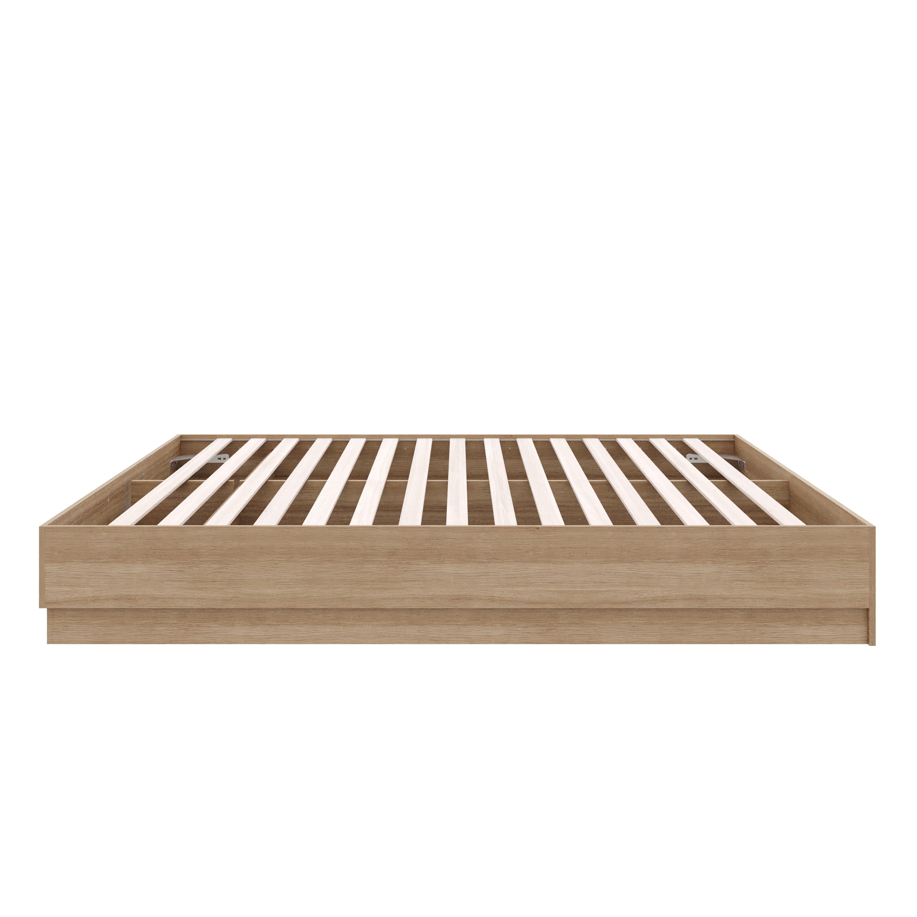 Nexera Milano Queen Size Platform Bed Frame, Brown Oak
