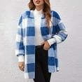 thumbnail image 2 of Plaid Fleece Lapel Collared Coat for Women, Fashionable Loose Coat, Casual Outerwear for Fall and Winter, 2 of 3