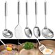thumbnail image 2 of Juego de 5 utensilios de cocina de acero inoxidable, resistentes al calor, antiadherentes, cucharas y espátulas con orificio para colgar y mango ergonómico., 2 of 7