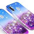 thumbnail image 4 of For Samsung Galaxy A21 Case w/ TPU Screen Protector Liquid Quicksand Glitter Cute Bling Girls Women [Shock Proof] for For Samsung Galaxy A21 - Purple/Blue, 4 of 5
