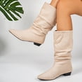 thumbnail image 6 of Willtoo Women's Slouchy Knee High Boots, Pointed Toe Low Heel Pull On Tall Faux Suede Boots, Ruched Wide Calf Fall Winter Dress Boots, 6 of 6