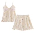 thumbnail image 4 of Womens Pajama Sets Trendy Shorts 2 Piece Set with Cushion Sleepwear for Women,A1-Beige,L, 4 of 9