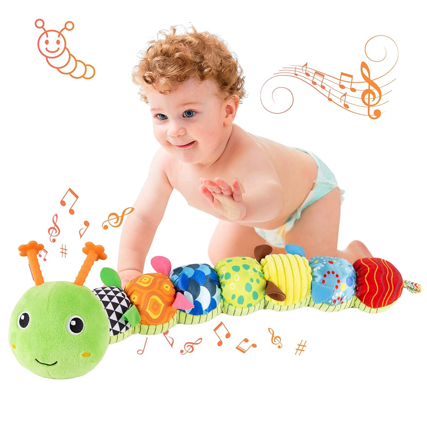 Baby Toys Musical Caterpillar, Infant Toys Crinkle Rattle Soft with