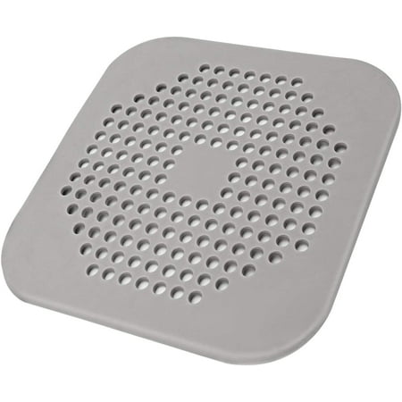 

NOGIS Square Drain Cover for Shower 5.7inch TPR Drain Hair Catcher Flat Silicone Plug for Bathroom and Kitchen Grey Filter Shower Drain Protection Flat Strainer Stopper with Suction Cups (Grey)