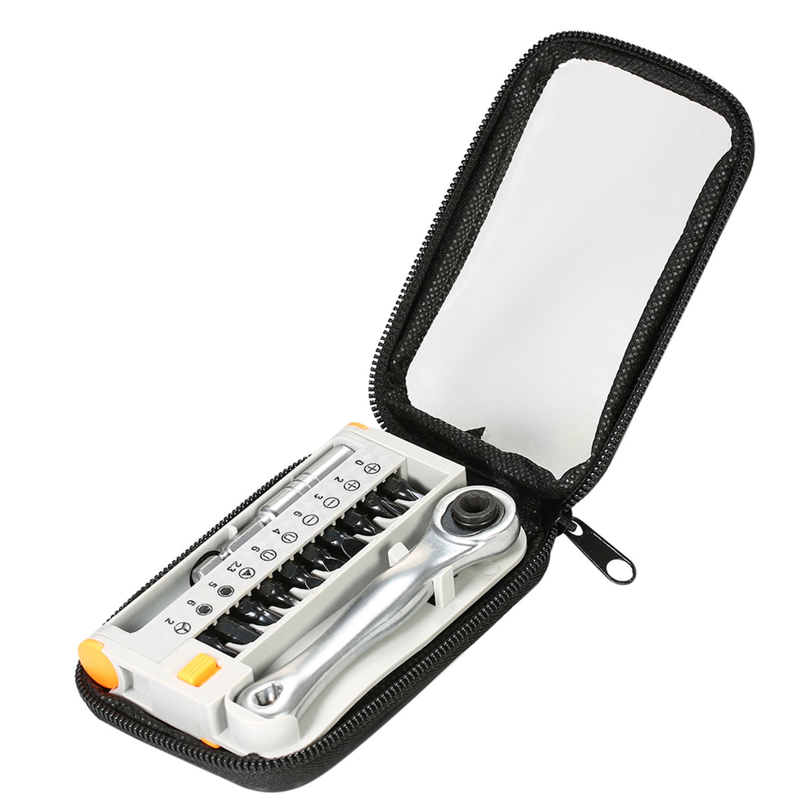 12 Pieces Mini Ratchet Wrench Close Quarter Ratcheting Screwdriver Bits Set with 1/4 In Drive 4 Inches / 10.3 cm Handle Length Reversible Magnetic Multi-Tool Set