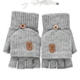 thumbnail image 2 of Xecvkr Heated Gloves Rechargeable USB Winter Warm Gloves Plush Heated Flip Finger Mittens Charging Hand Warming Office Typing Computer Study Gift Indoor Use One Pair Adjustable Size 1PC, 2 of 5