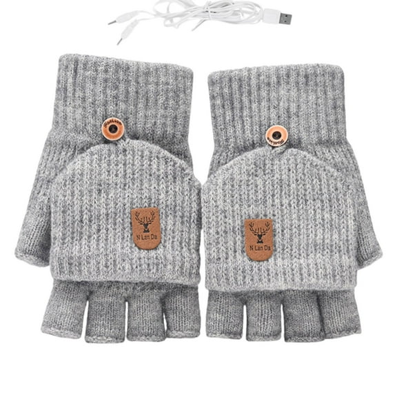 Tunhigl USB Heated Gloves for Winter - Warm Pverdant Heating Gloves with USB Charging for Men & Women, Perfect for Office, Gaming, and Outdoor Activities Gray