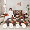 thumbnail image 3 of Homewish Spooky Halloween Skull Full Size Comforter Sets,Autumn Floral Print Bedding Comforter Set,Black Orange Purple,Black Reversible,3-Piece,1 Comforter and 2 Pillowcases, 3 of 7