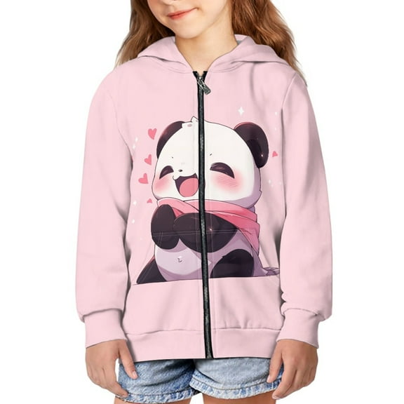 DISNIMO Panda Hoodie for Girls Heart Zip Up Hoodie Kids 6-7 Hoodies Sweatshirt Boys Hooded Sweatshirts Zipper Hoodie Girls Hooded Jacket Lightweight Hoodie Jackets for Little Girls Streetwear