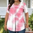 thumbnail image 2 of Plus Size T-Shirts for Womens Pleated Gradient Short Sleeve Shirts Round Neck Tunic Blouses Oversize Casual Summer Outfits Clothes 2025, 2 of 5
