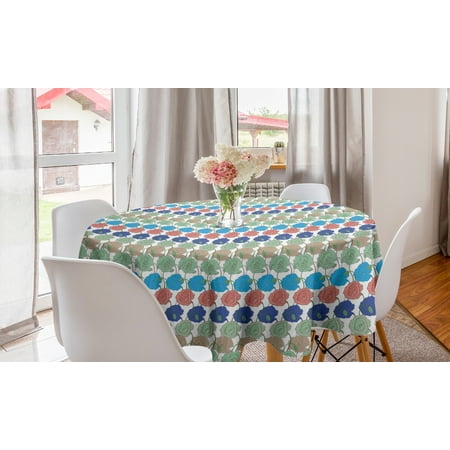 

Flowers Round Tablecloth Botanical Theme Floral Design Colorful Poppy Blossom Patterns Circle Table Cloth Cover for Dining Room Kitchen Decor 60 Sky Blue Coral by Ambesonne