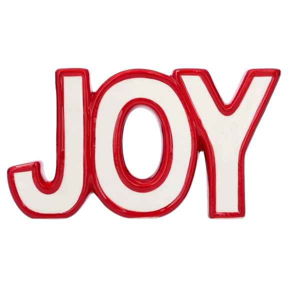 Ceramic Joy Christmas Decoration, Red and White, 8.3" x 4.3", by Holiday Time