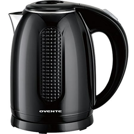 Ovente 1.7L Electric Kettle, Double Wall 304 Stainless Steel Water Boiler, Auto Shut-Off and Boil-Dry Protection, Stay-Cool Exterior, BPA-Free, Cordless, Black