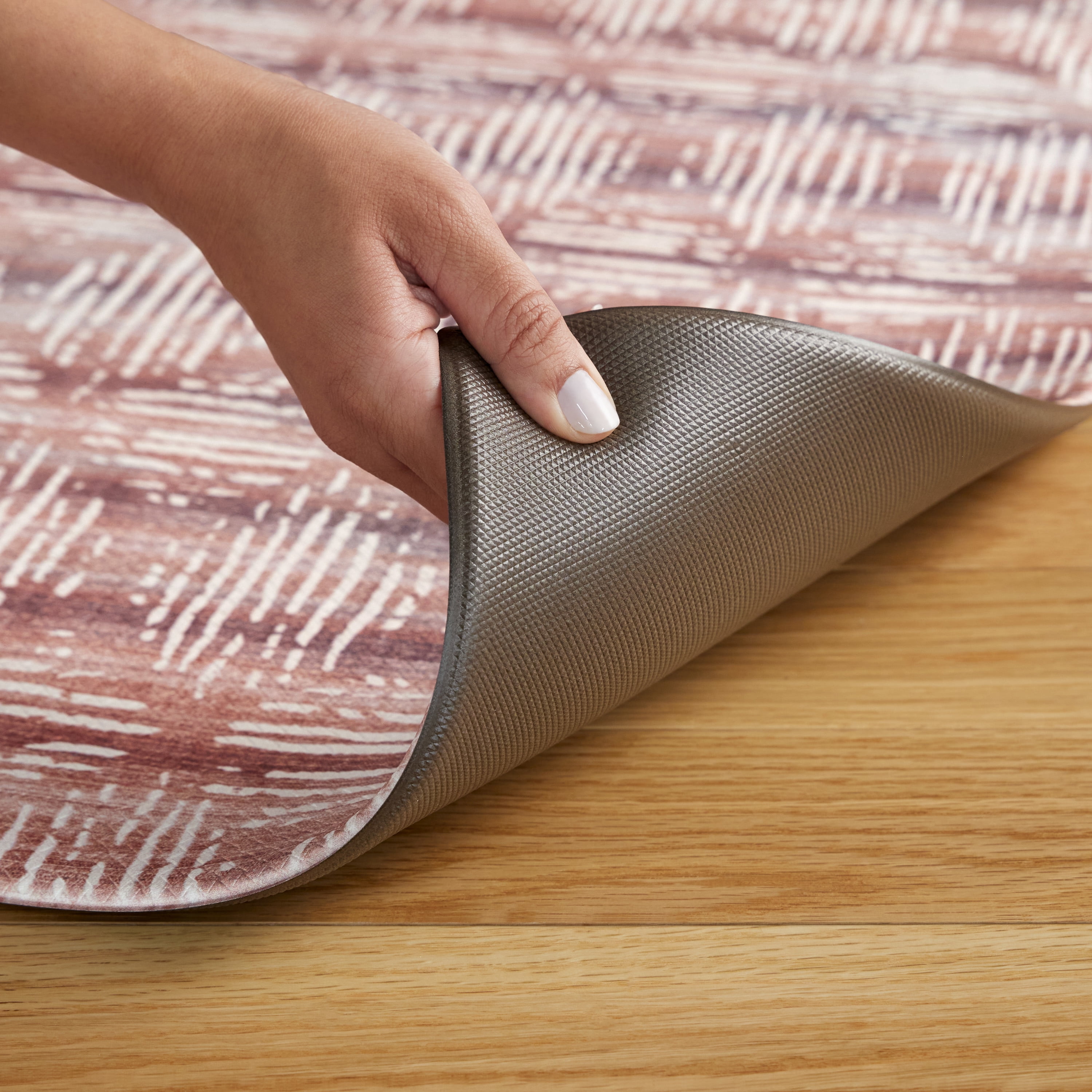 TOWN & COUNTRY BASICS Comfort Plus Boho Geo Anti Fatigue Comfort Mat, Kitchen Mat, Standing Desk Mat, Dorm Room Rug, Non-Slip Backing, Maroon, 18"x39"