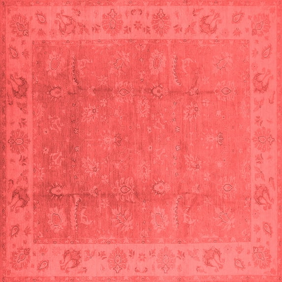 Ahgly Company Indoor Square Oriental Red Industrial Area Rugs, 8' Square