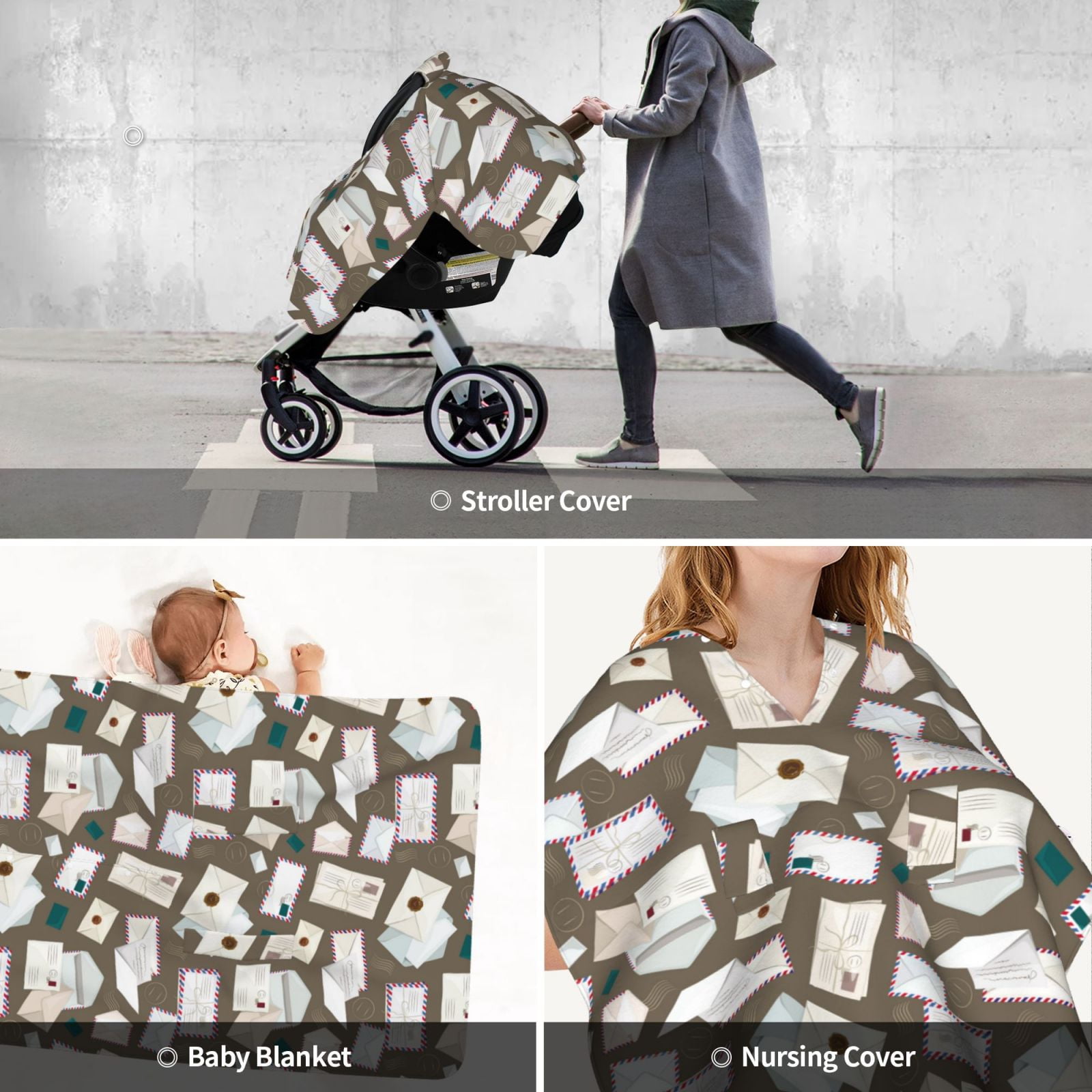 Car Seat Cover Baby - envelope Pattern travel Breathable Infant Car Seat Cover for Baby Carseat, Lightweight Comfort Baby Essentials Must Haves Newborn Stuff for Girl Boy