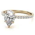 thumbnail image 2 of Solitaire Brilliance 2.5Ct Pear Lab Grown Diamond Hidden Halo with Pave Accent Wedding Solitaire Ring 14K Yellow Gold, Ring Size 4.5, 2 of 5