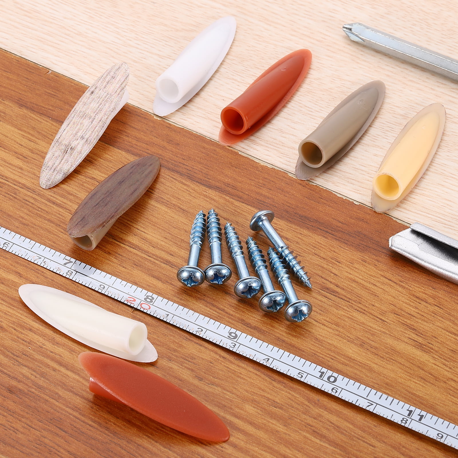 Uxcell 100 Pack Plastic Pocket Hole Plugs, 9mm Slant Hole Caps with Pocket Screws for Pocket Hole Jig Wood Working Tool Accessories, Concrete Gray