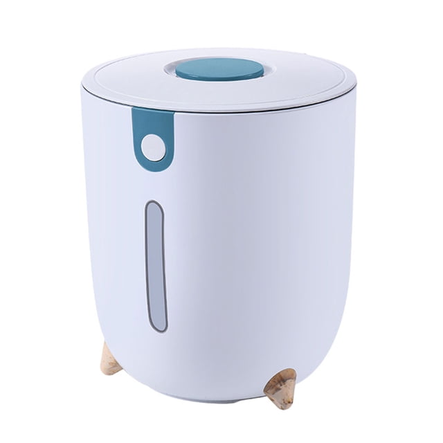 Cateissary Cubo de arroz interruptor de botón recargable inodoro a prueba de polillas a prueba de humedad sellado dispensador a prueba de fugas Organizadores de utensilios de cocina azul grande