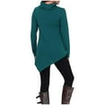 thumbnail image 7 of Turtleneck Pullover - Women's Fall Long Sleeve Slim Fit Blouse, Soft Solid Color Stacked Neck Top | Baberdicy | Womens Turtleneck Tunic Tops Casual Long Sleeve Irregular Solid Soft (Green | XL), 7 of 7