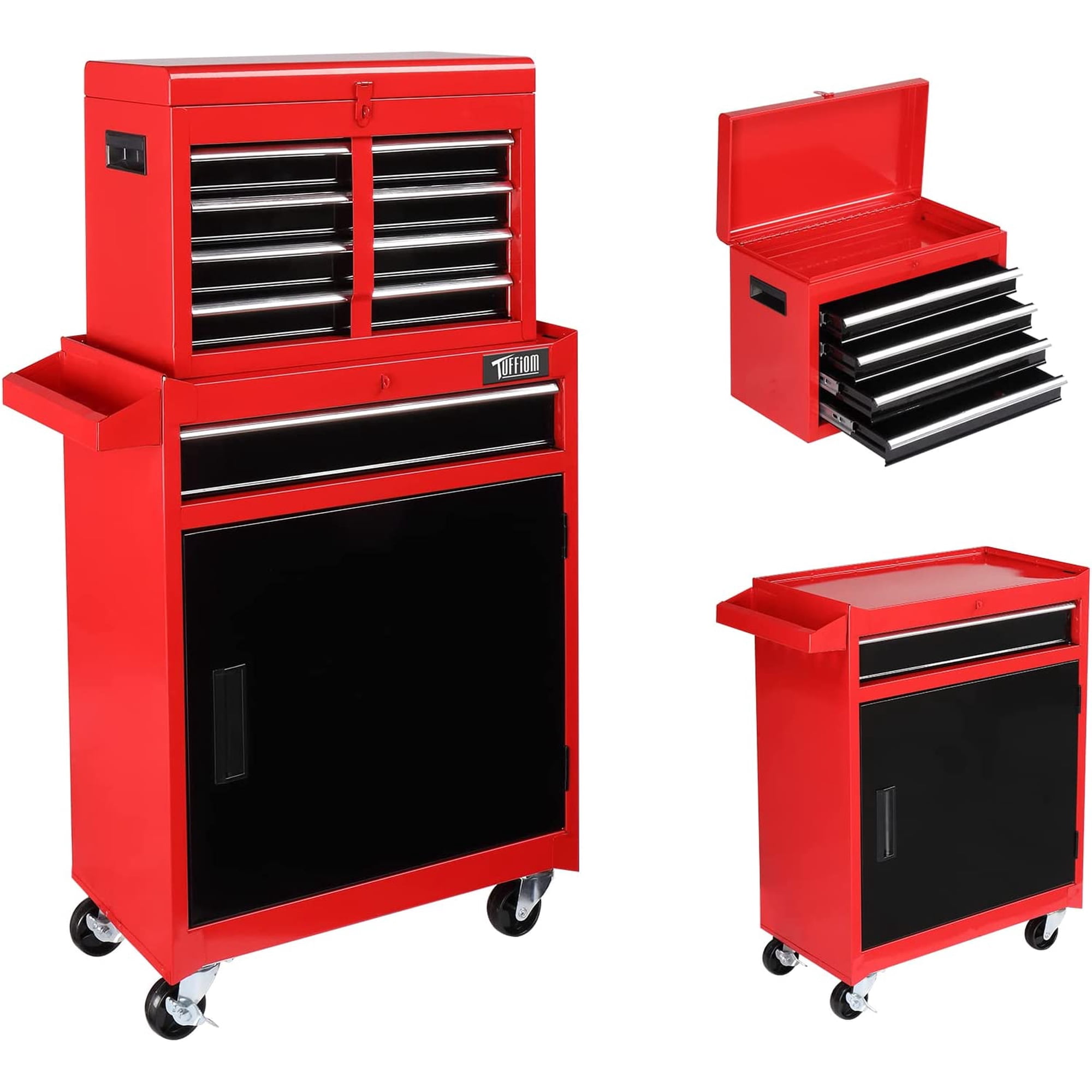 TUFFIOM 5-Drawer Rolling Tool Chest, Tool Storage Cabinet with Adjustable Shelf, Tool Organizer Box