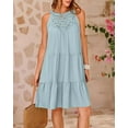 thumbnail image 3 of PRETTYGARDEN Women's Summer Hollow Out Halter Dresses Casual Sleeveless A-Line Tiered Swing Sundress Beach Vacation Mini Dress, 3 of 6