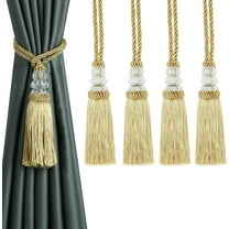 BEL AVENIR Tassel Curtain Tieback 4 Pack Crystal Bead Gold Buckle Rope