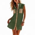 thumbnail image 5 of Bosfbaoi Women's Sleeveless Shirt Dress, Color Block Button Front Mini Dress, Lightweight Breathable Loose Fit Casual Sundress, 5 of 9