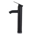 thumbnail image 1 of Grifo negro mate, grifo mezclador para lavabo de baño de cobre, grifo de lavabo de agua fría y caliente mate, diseño elegante y retro, grifo de palanca de un solo orificio, lavabo duradero, 1 of 5