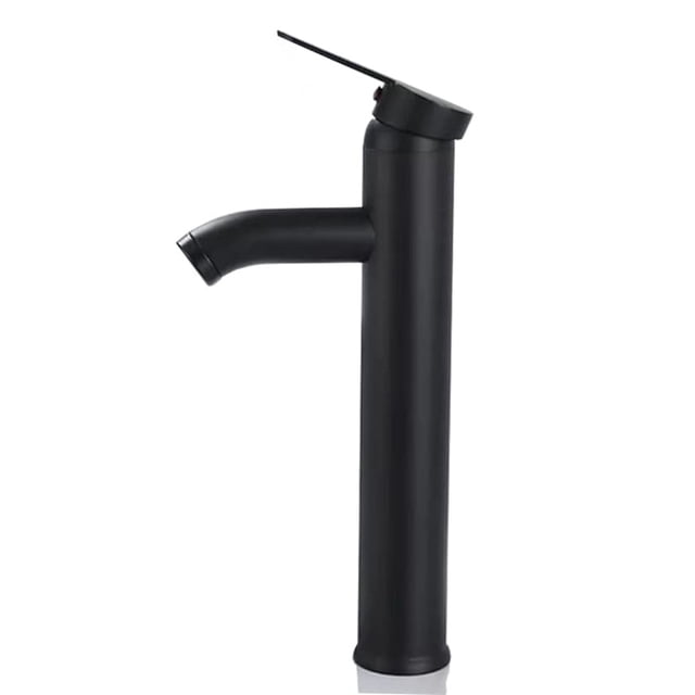 Grifo negro mate, grifo mezclador para lavabo de baño de cobre, grifo de lavabo de agua fría y caliente mate, diseño elegante y retro, grifo de palanca de un solo orificio, lavabo duradero