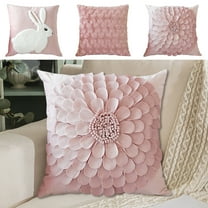 WKSCLPAI Throw Pillow Covers Pink 18" x 18" ,Innocent Bunny Pattern & Romantic 3D Flower Shape Pillowcases, Soft Plush Pillow Sham for Sofa Bed Living Room Home Decor(Flower)