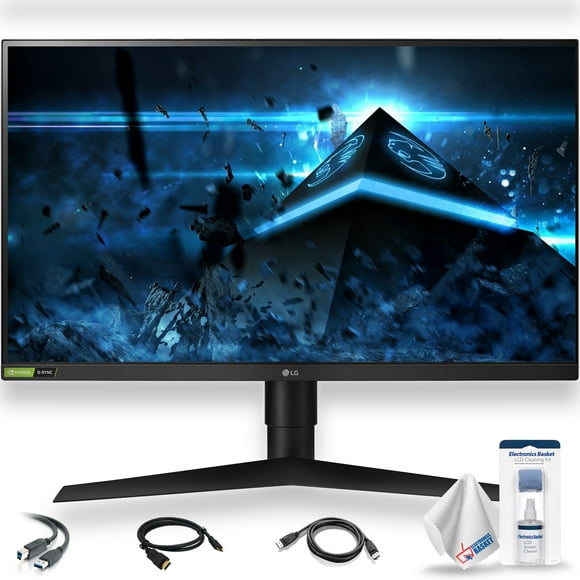 LG UltraGear 27GL850-B 27" 16:9 144 Hz HDR FreeSync IPS Gaming Monitor With Display Port, HDMI, and USB Upstream Cables, +  LCD Cleaning Kit, and Electronics Basket MicroFiber Cloth - Base Bundle